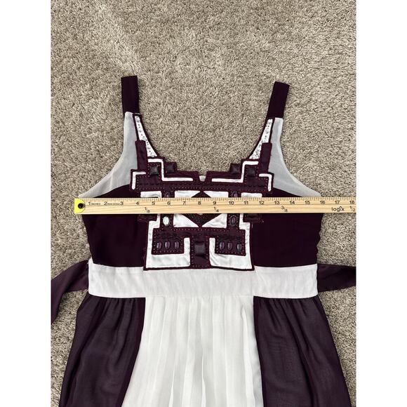 Women’s Burgundy Silk Beaded Y2K Party Dress Sz M Boho Glam Cocktail Evening - Picture 8 of 12